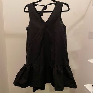 Black puff mini dress